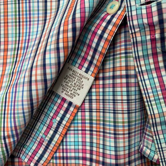 Peter Millar Mens XL Seaside Finish Long Sleeve Button Down Shirt Rainbow Plaid - Picture 7 of 7